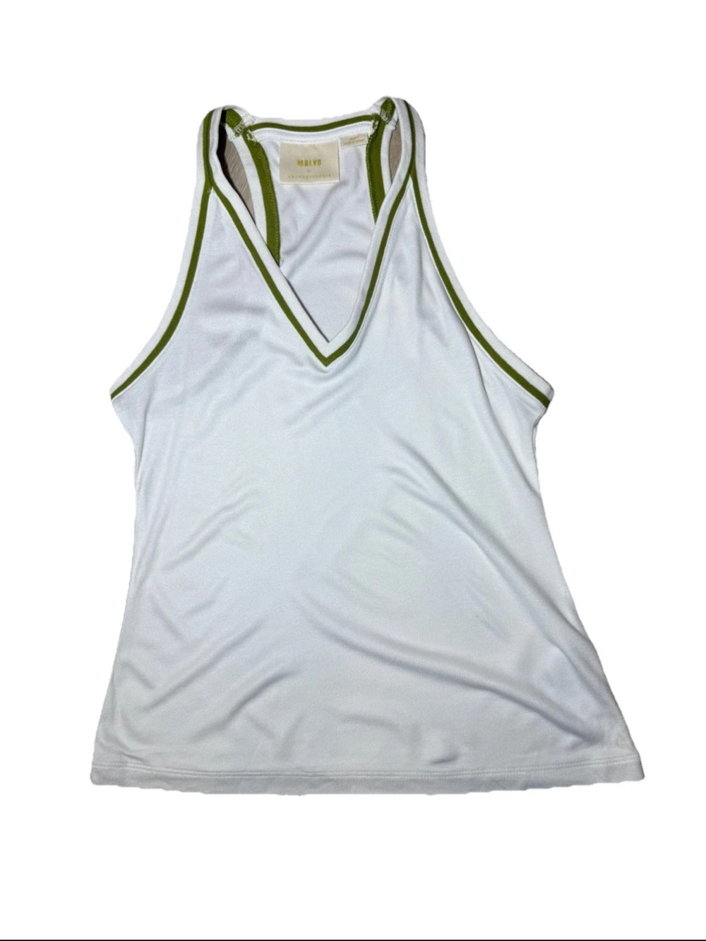 Maeve By Anthropology Women’s White V-neck Tank Top Sporty Preppy Lounge Gym XS